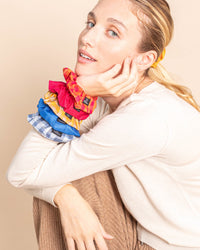 2 chouchous en soie - bleu